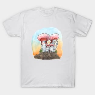 Mushroom's Family Watercolour Design T-Shirt